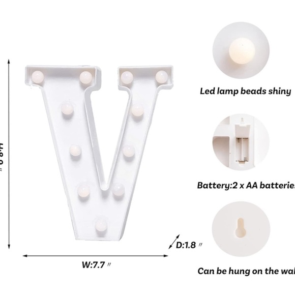LED Letter Lights Sign Light Up Letters Sign Night Light Wedding/Birthday (V) - Picture 3 of 4